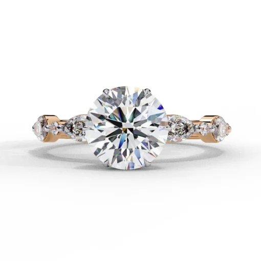 Round Solitaire 0.9 Carat Diamond Solid Gold Engagement Ring - LDCVD020 - Image 4