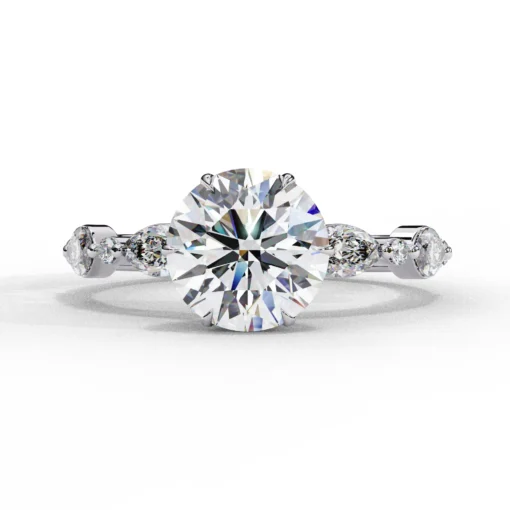 Round Solitaire 0.9 Carat Diamond Solid Gold Engagement Ring - LDCVD020 - Image 5