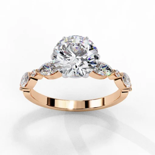 Round Solitaire 0.9 Carat Diamond Solid Gold Engagement Ring - LDCVD020 - Image 6