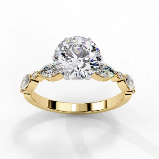 Round Solitaire 0.9 Carat Diamond Solid Gold Engagement Ring - LDCVD020 - Image 7
