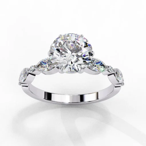 Round Solitaire 0.9 Carat Diamond Solid Gold Engagement Ring - LDCVD020 - Image 8