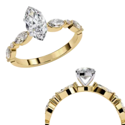 Marquise Solitaire 0.9 Carat Diamond Solid Gold Engagement Ring - LDCVD021