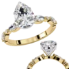 Pear Solitaire 0.9 Carat Diamond Solid Gold Engagement Ring - LDCVD023