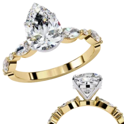 Pear Solitaire 0.9 Carat Diamond Solid Gold Engagement Ring - LDCVD023