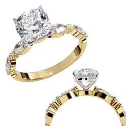 Cushion Solitaire 0.9 Carat Diamond Solid Gold Engagement Ring - LDCVD024