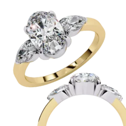 Oval Solitaire 0.33 Carat Diamond Solid Gold Engagement Ring - LDCVD025