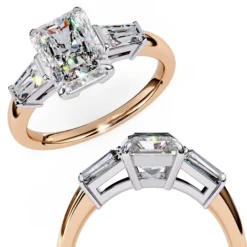 Radiant Trilogy 0.66 Carat Diamond Solid Gold Engagement Ring - LDCVD026