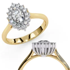 Marquise Halo 0.18 Carat Diamond Solid Gold Engagement Ring - LDCVD029