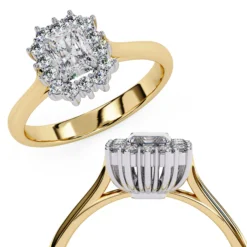 Emerald Halo 0.18 Carat Diamond Solid Gold Engagement Ring - LDCVD033