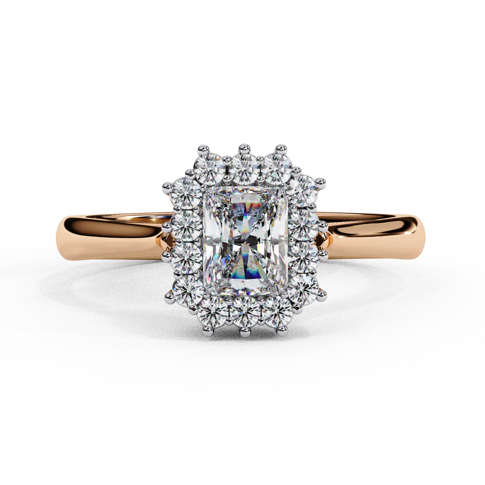 Emerald Halo 0.18 Carat Diamond Solid Gold Engagement Ring - LDCVD033 - Image 4