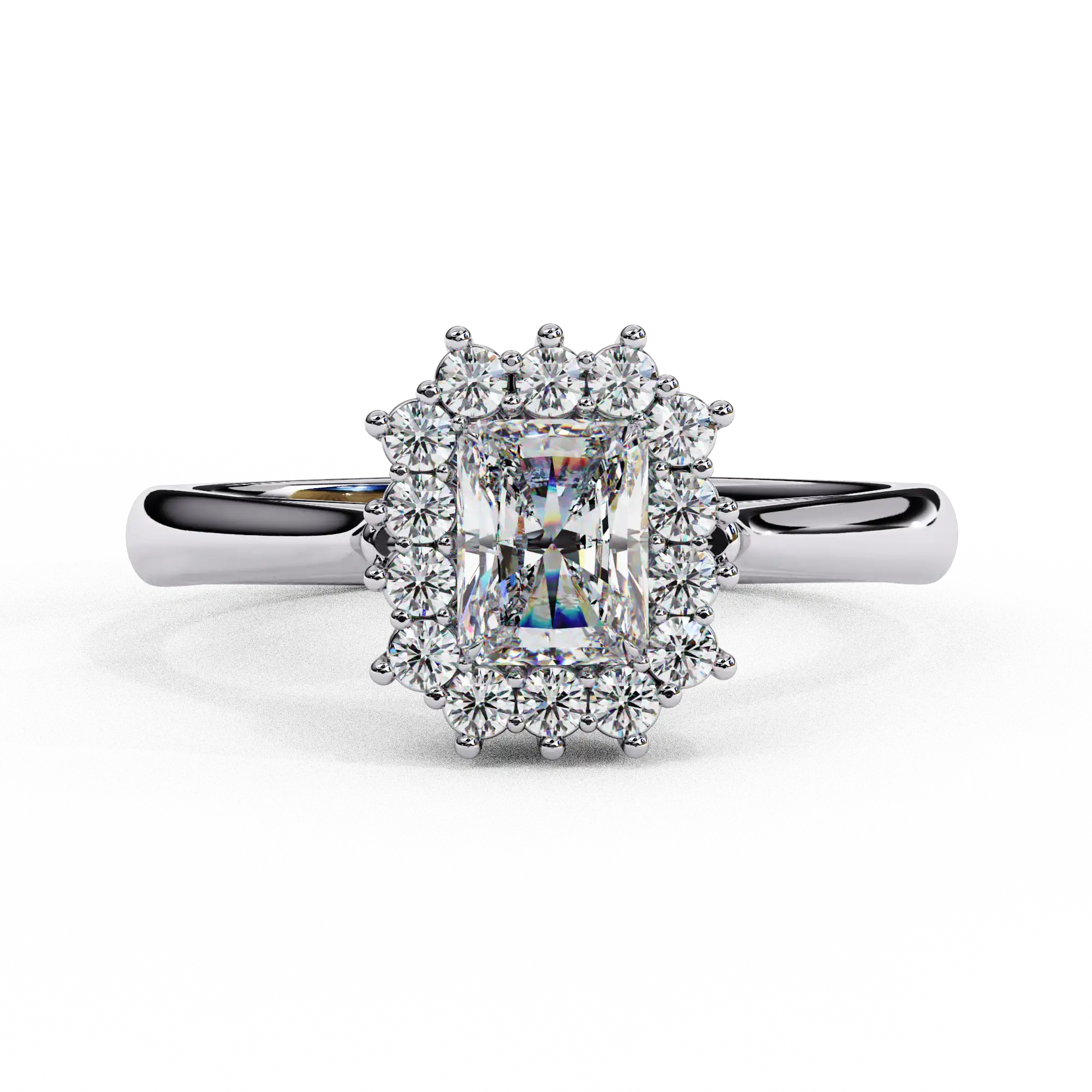 Emerald Halo 0.18 Carat Diamond Solid Gold Engagement Ring - LDCVD033 - Image 5