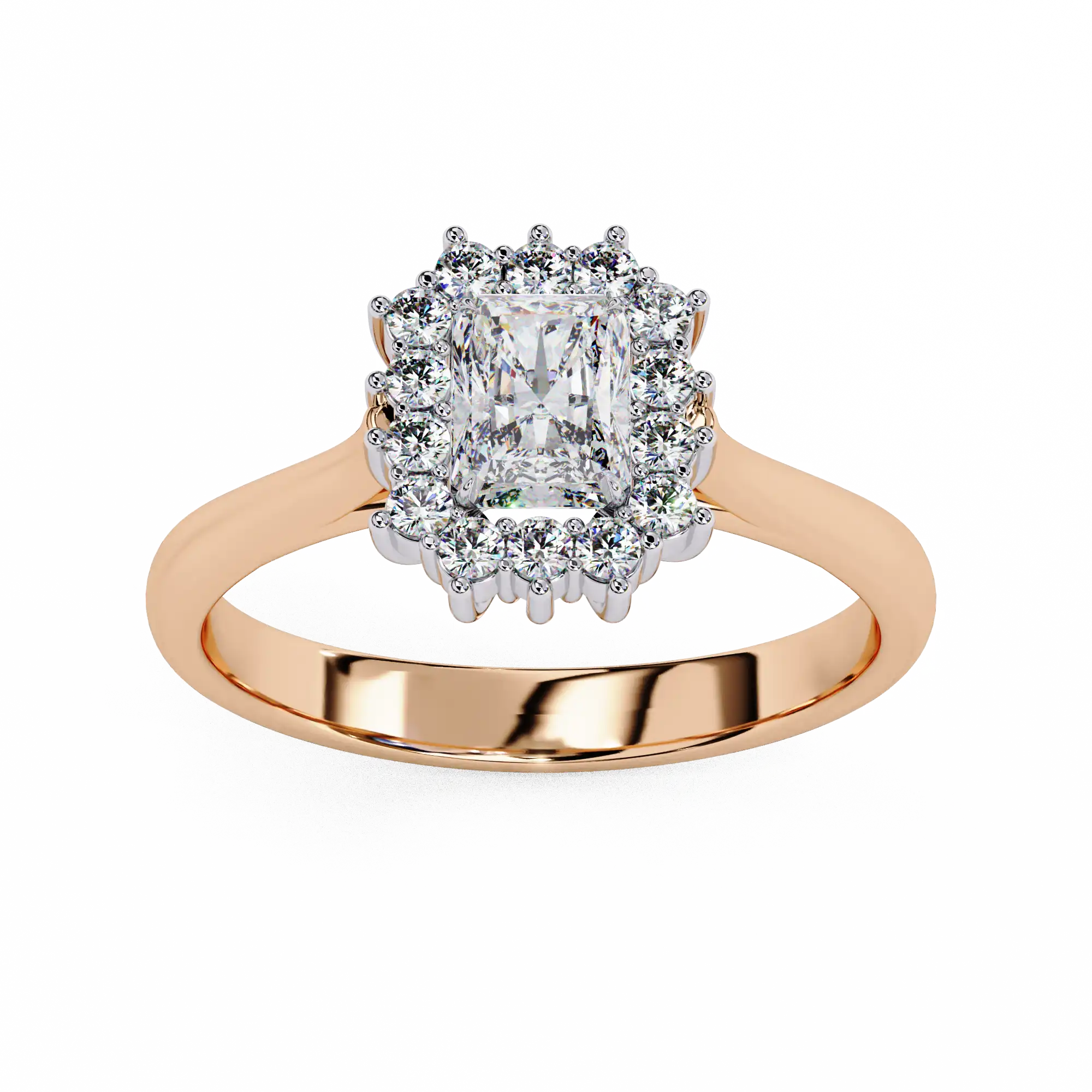 Emerald Halo 0.18 Carat Diamond Solid Gold Engagement Ring - LDCVD033 - Image 7