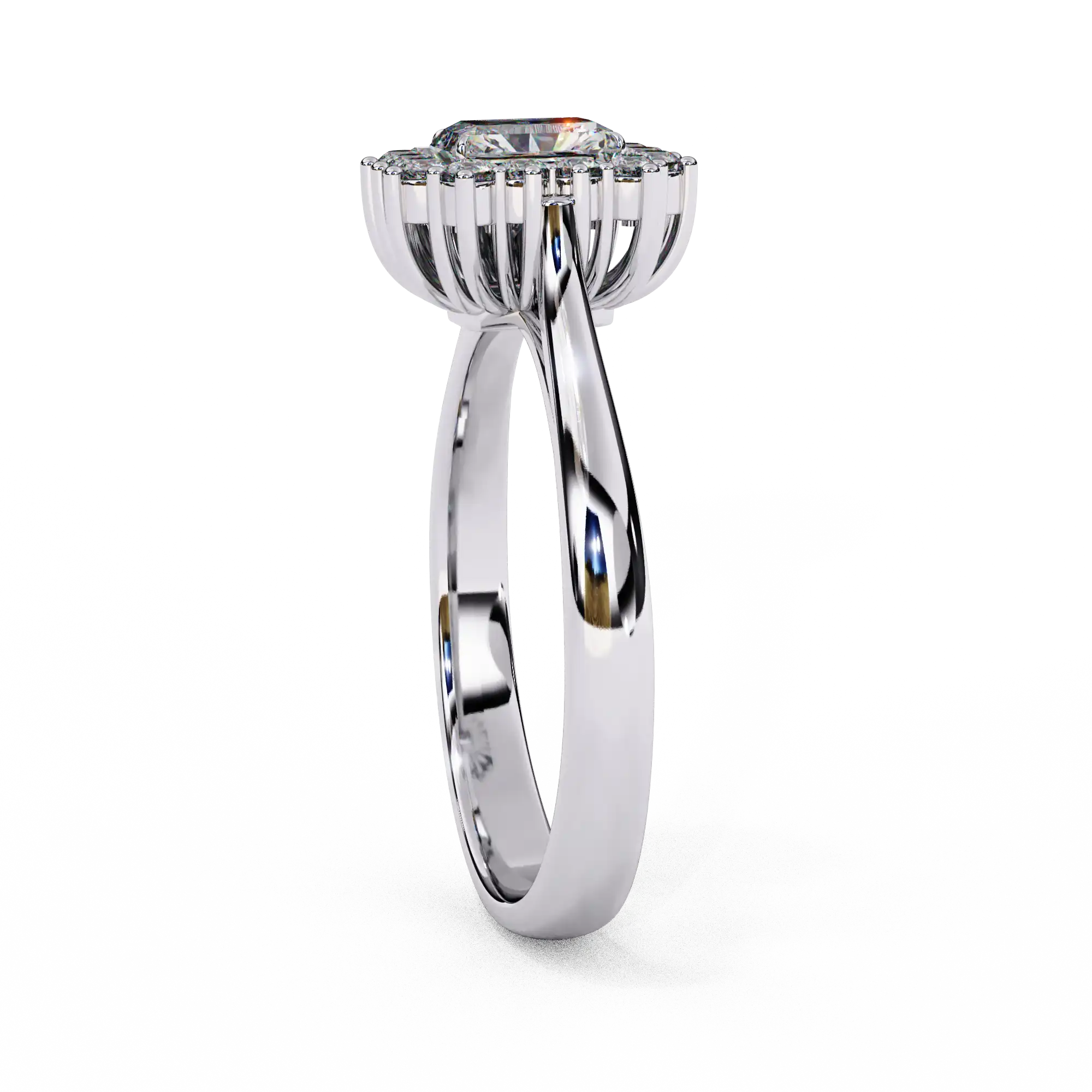 Emerald Halo 0.18 Carat Diamond Solid Gold Engagement Ring - LDCVD033 - Image 9