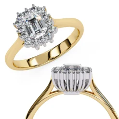 Emerald Halo 0.18 Carat Diamond Solid Gold Engagement Ring - LDCVD034