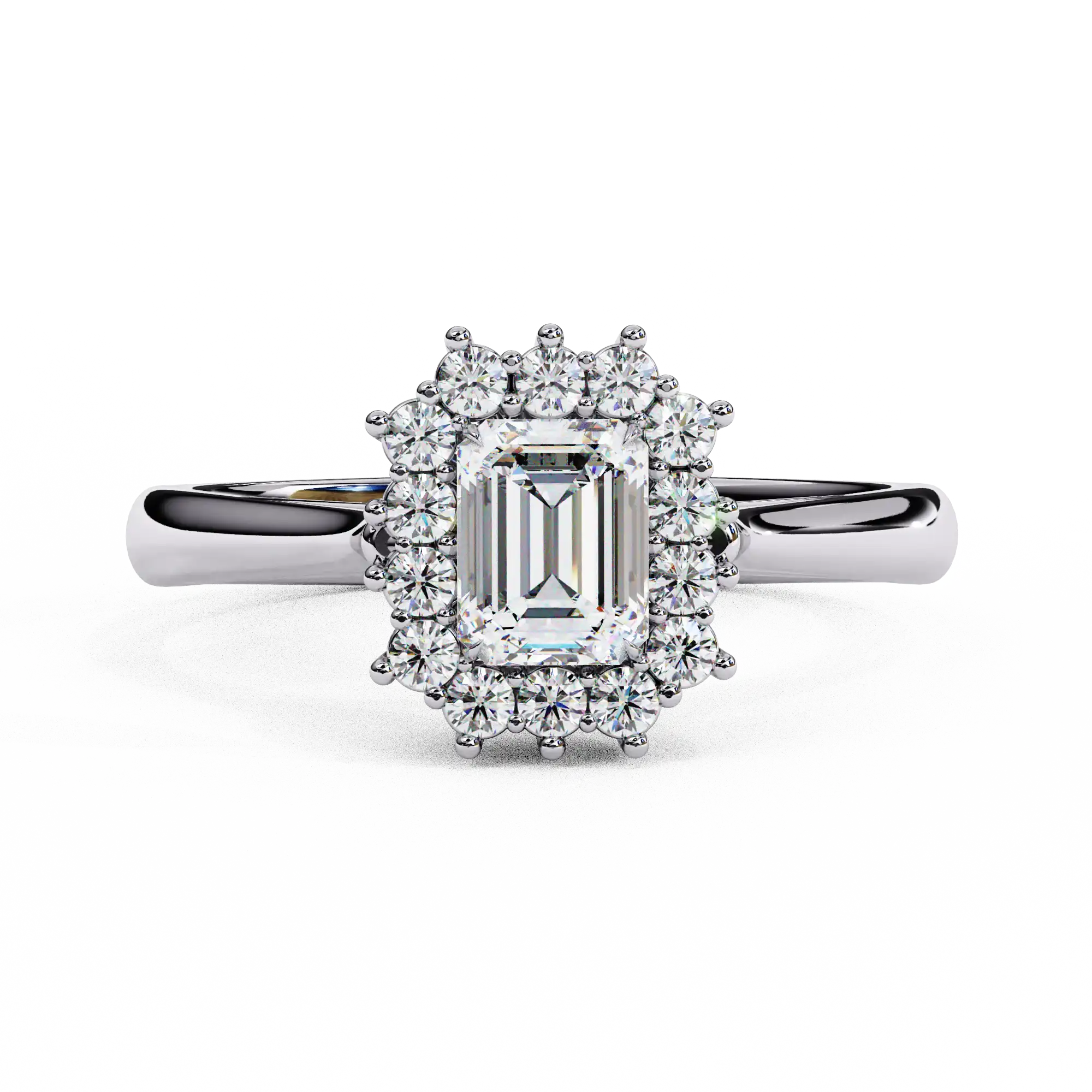 Emerald Halo 0.18 Carat Diamond Solid Gold Engagement Ring - LDCVD034 - Image 2