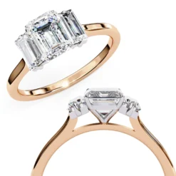 Emerald Trilogy 0.42 Carat Diamond Solid Gold Engagement Ring - LDCVD036