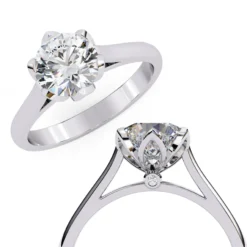 Round Solitaire 0.013 Carat Diamond Solid Gold Engagement Ring - LDCVD039