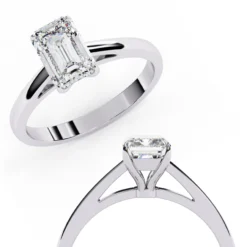 Emerald Solitaire 0 Carat Diamond Solid Gold Engagement Ring - LDCVD040