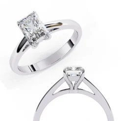 Radiant Solitaire 0 Carat Diamond Solid Gold Engagement Ring - LDCVD041