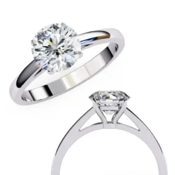 Round Solitaire 0 Carat Diamond Solid Gold Engagement Ring - LDCVD042