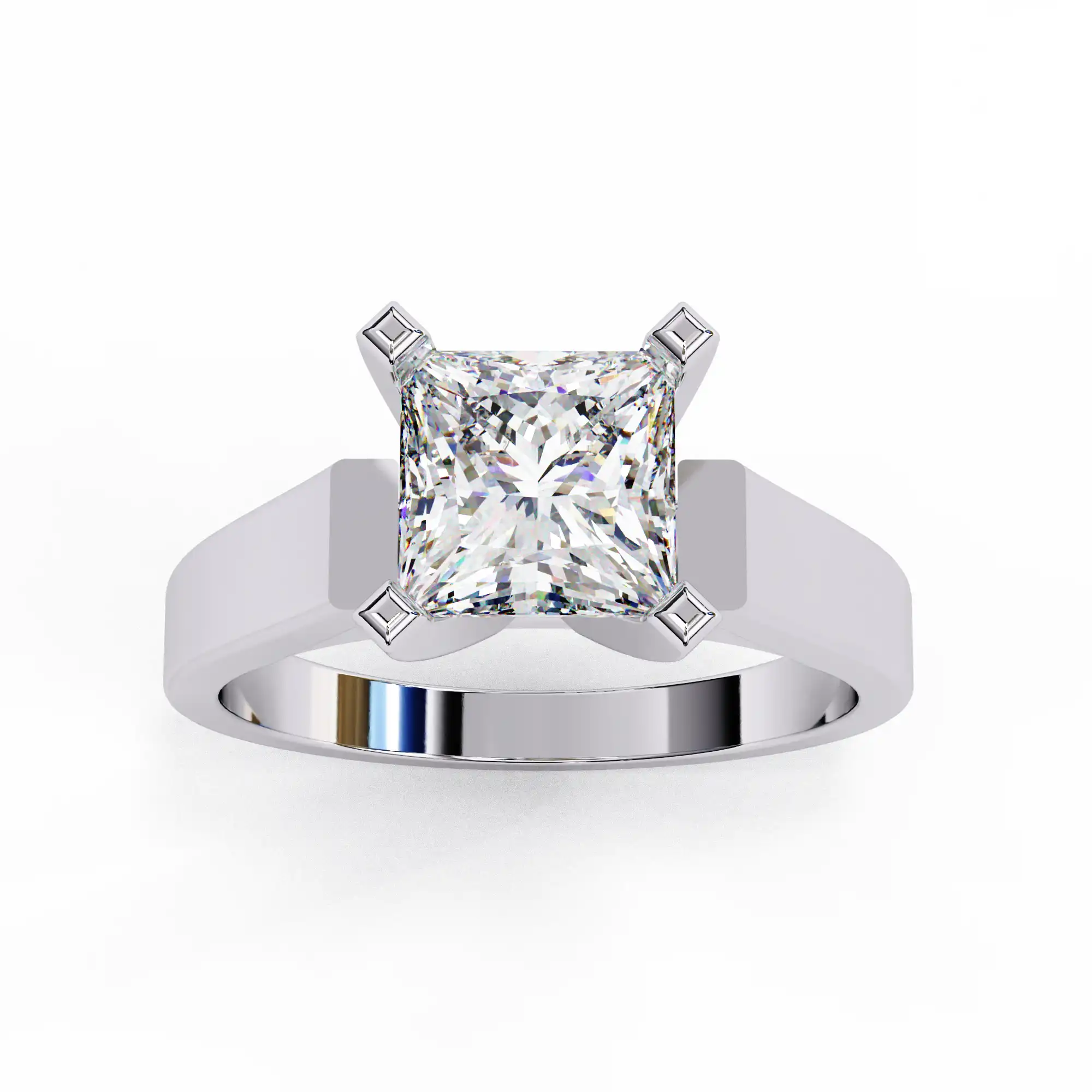 Princess Solitaire 0 Carat Diamond Solid Gold Engagement Ring - LDCVD045