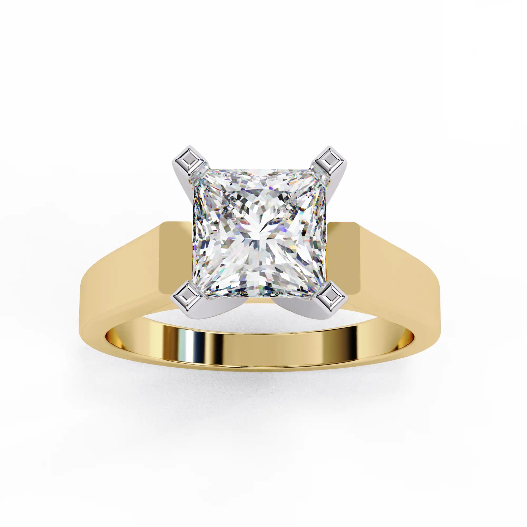 Princess Solitaire 0 Carat Diamond Solid Gold Engagement Ring - LDCVD045 - Image 10