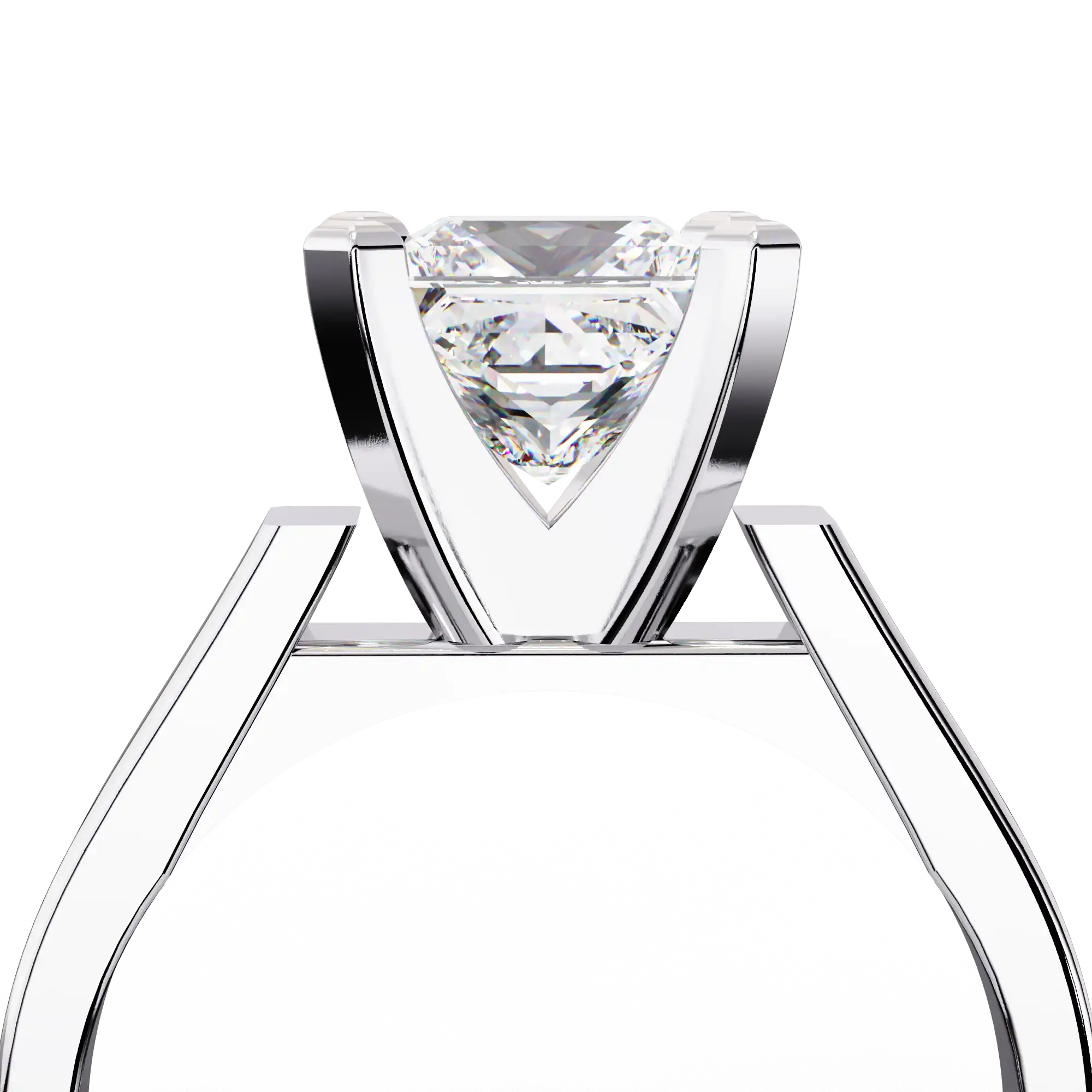 Princess Solitaire 0 Carat Diamond Solid Gold Engagement Ring - LDCVD045 - Image 3