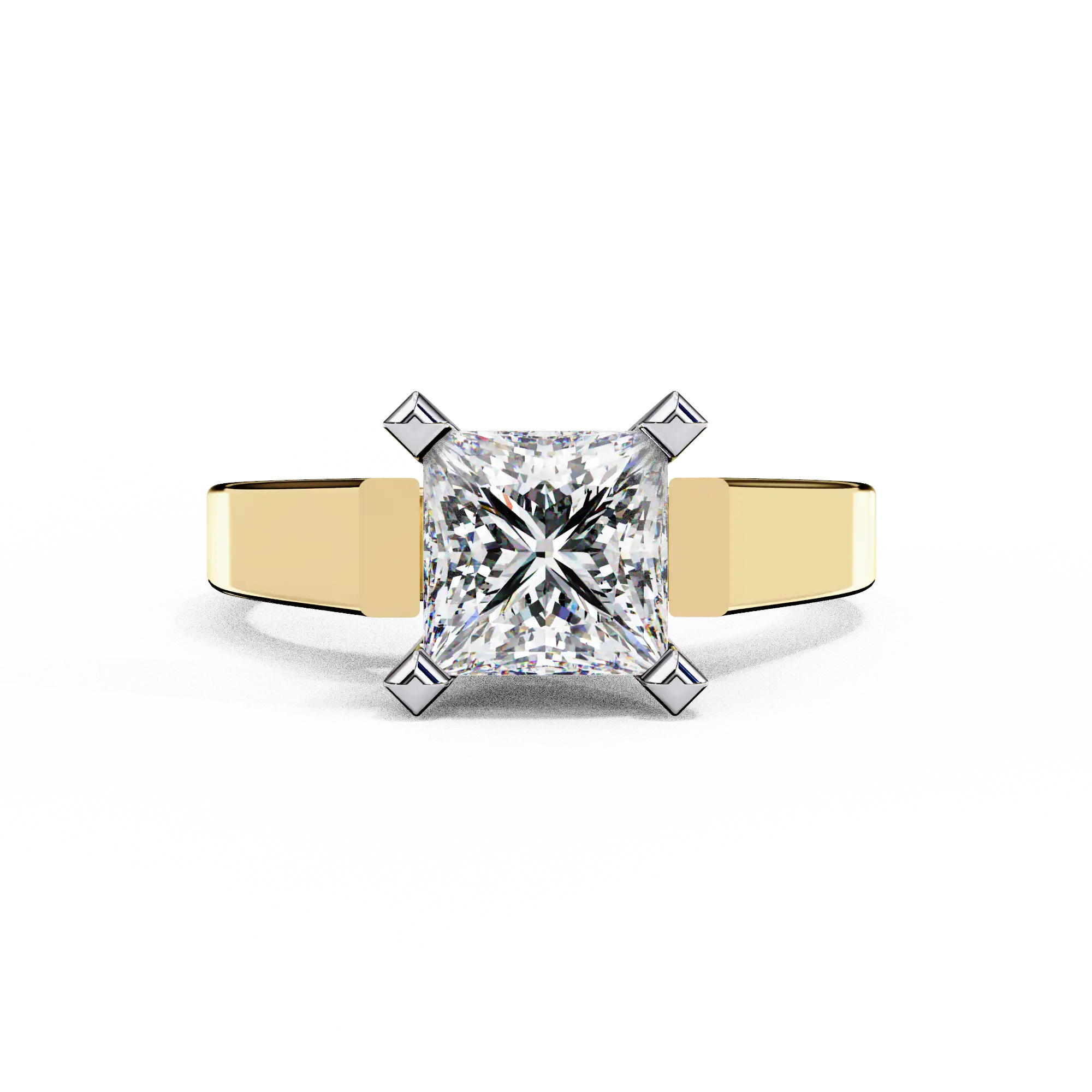 Princess Solitaire 0 Carat Diamond Solid Gold Engagement Ring - LDCVD045 - Image 5