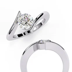 Round Solitaire 0 Carat Diamond Solid Gold Engagement Ring - LDCVD046