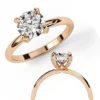 Round Hidden Halo 0.08 Carat Diamond Solid Gold Engagement Ring - LDCVD047