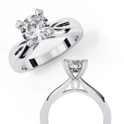 Round Solitaire 0 Carat Diamond Solid Gold Engagement Ring - LDCVD048