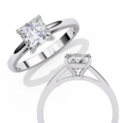 Princess Solitaire Diamond Solid Gold Engagement Ring