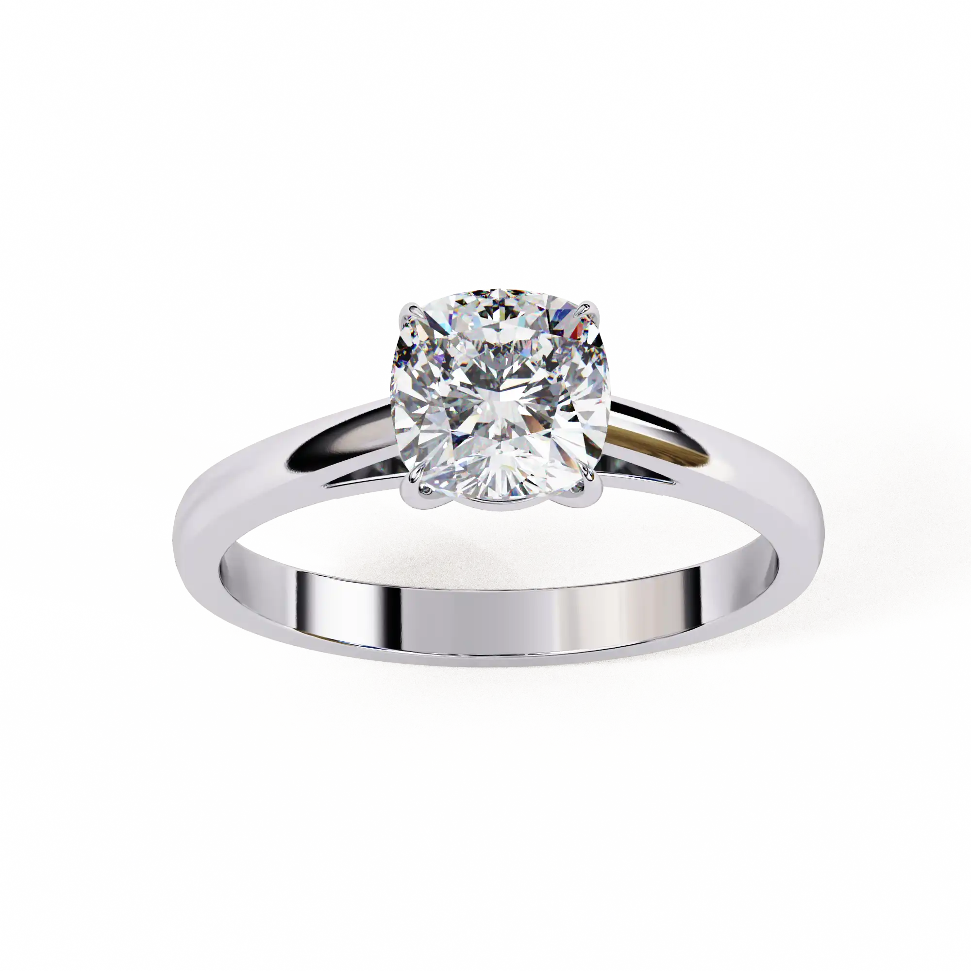 Cushion Solitaire Diamond Solid Gold Engagement Ring - Image 9