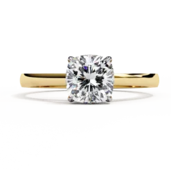 Cushion Solitaire Diamond Solid Gold Engagement Ring