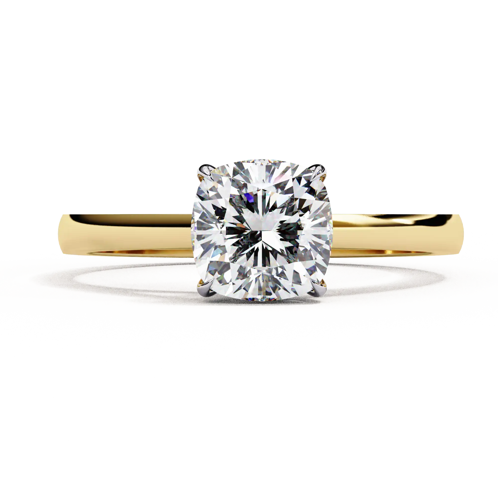 Cushion Solitaire Diamond Solid Gold Engagement Ring