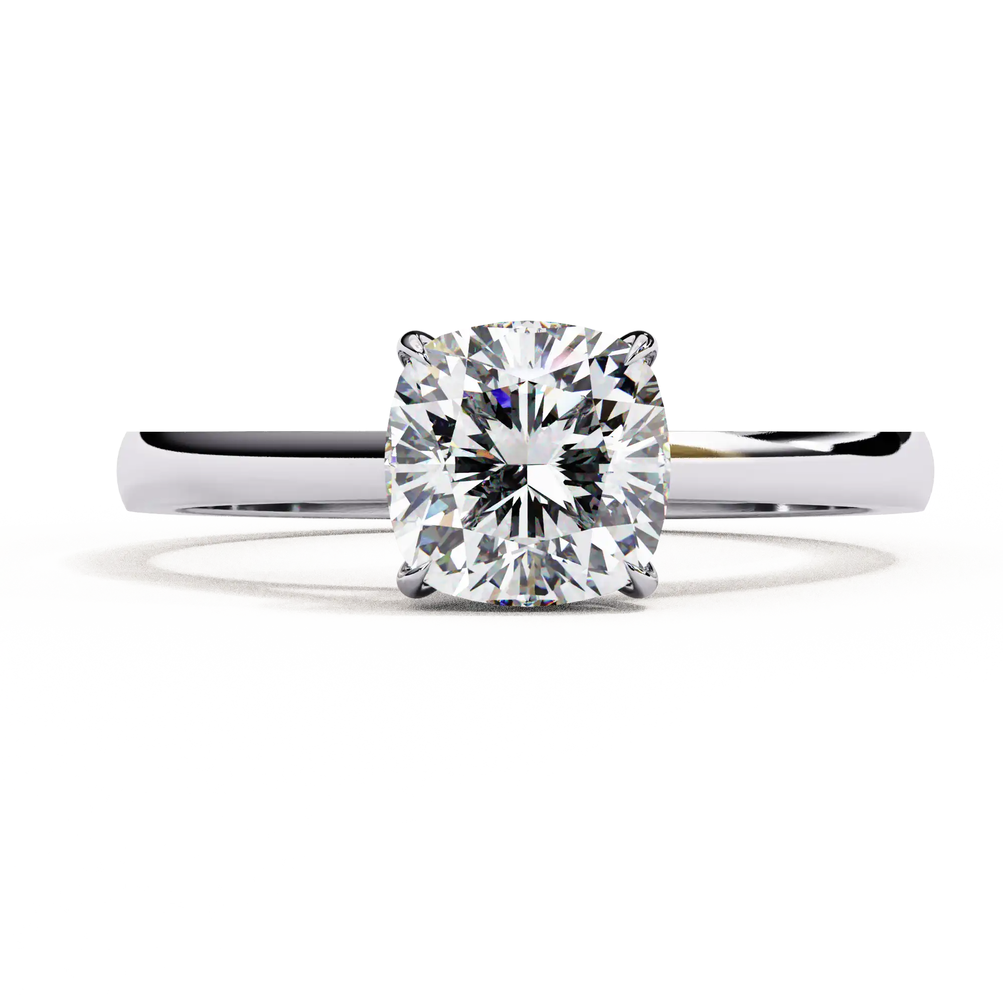 Cushion Solitaire Diamond Solid Gold Engagement Ring - Image 2