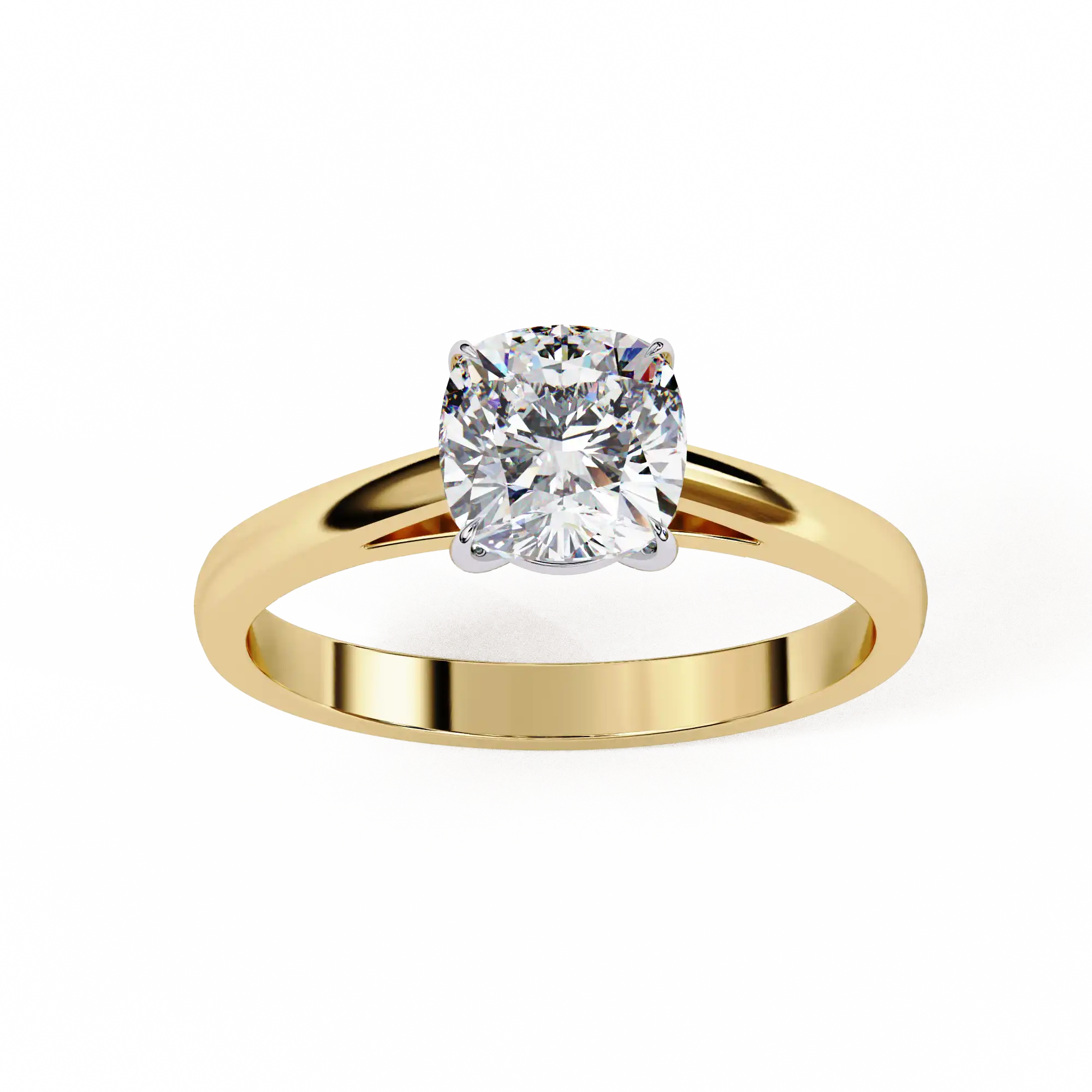 Cushion Solitaire Diamond Solid Gold Engagement Ring - Image 8