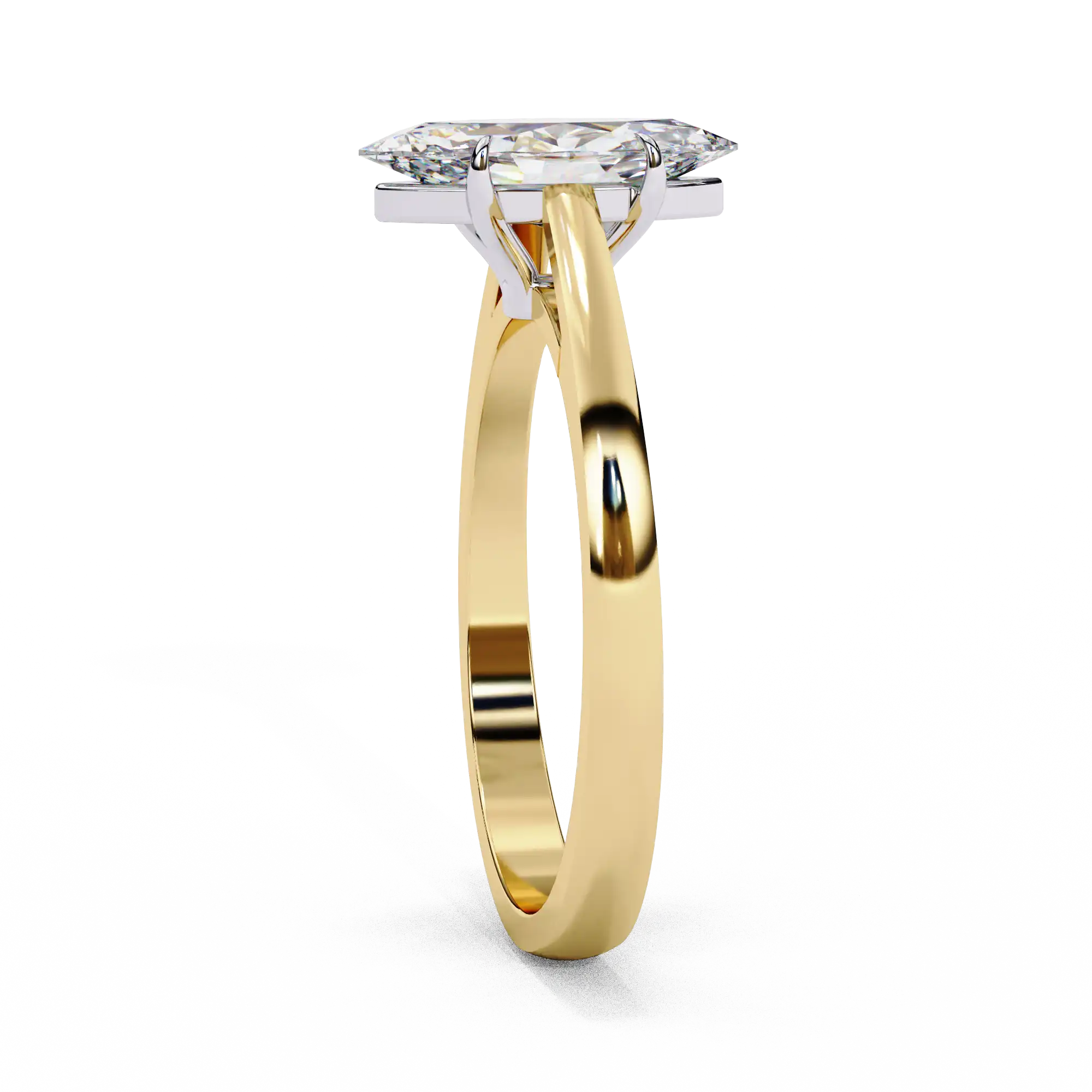 Marquise Solitaire Diamond Solid Gold Engagement Ring - Image 10