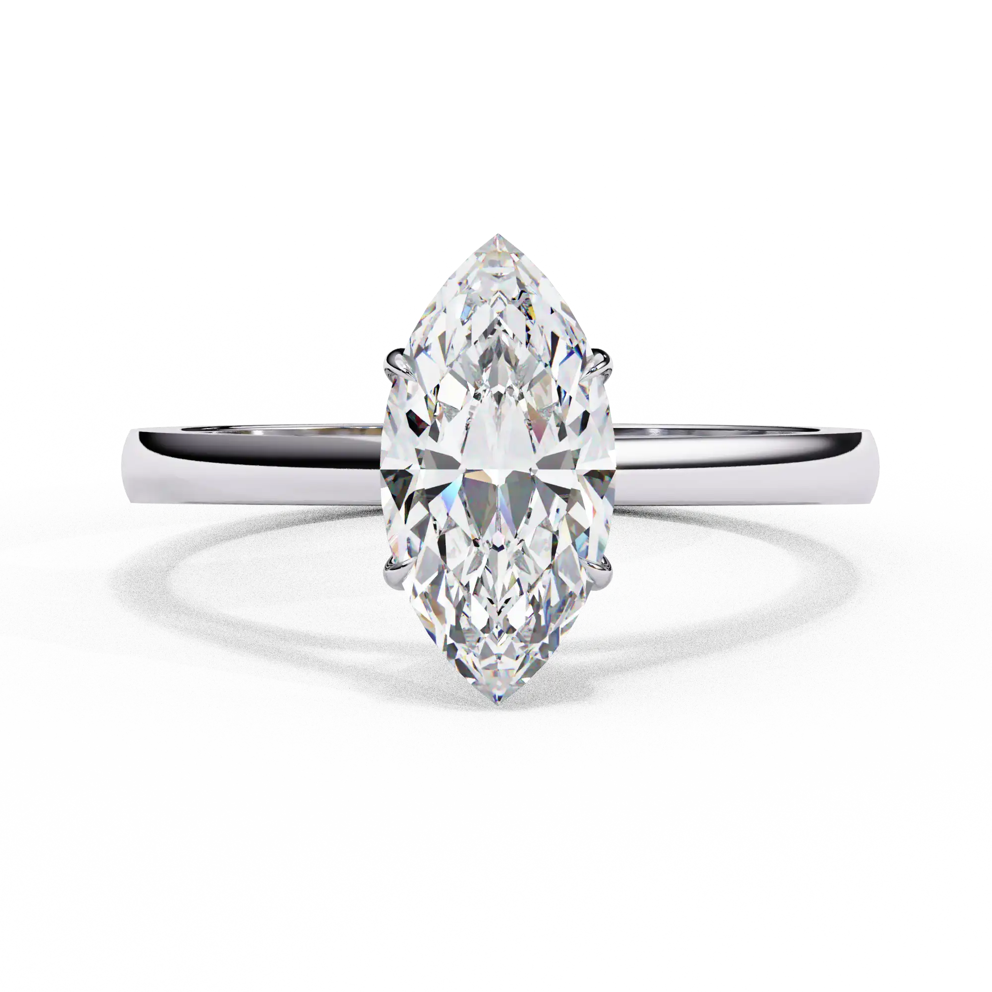 Marquise Solitaire Diamond Solid Gold Engagement Ring
