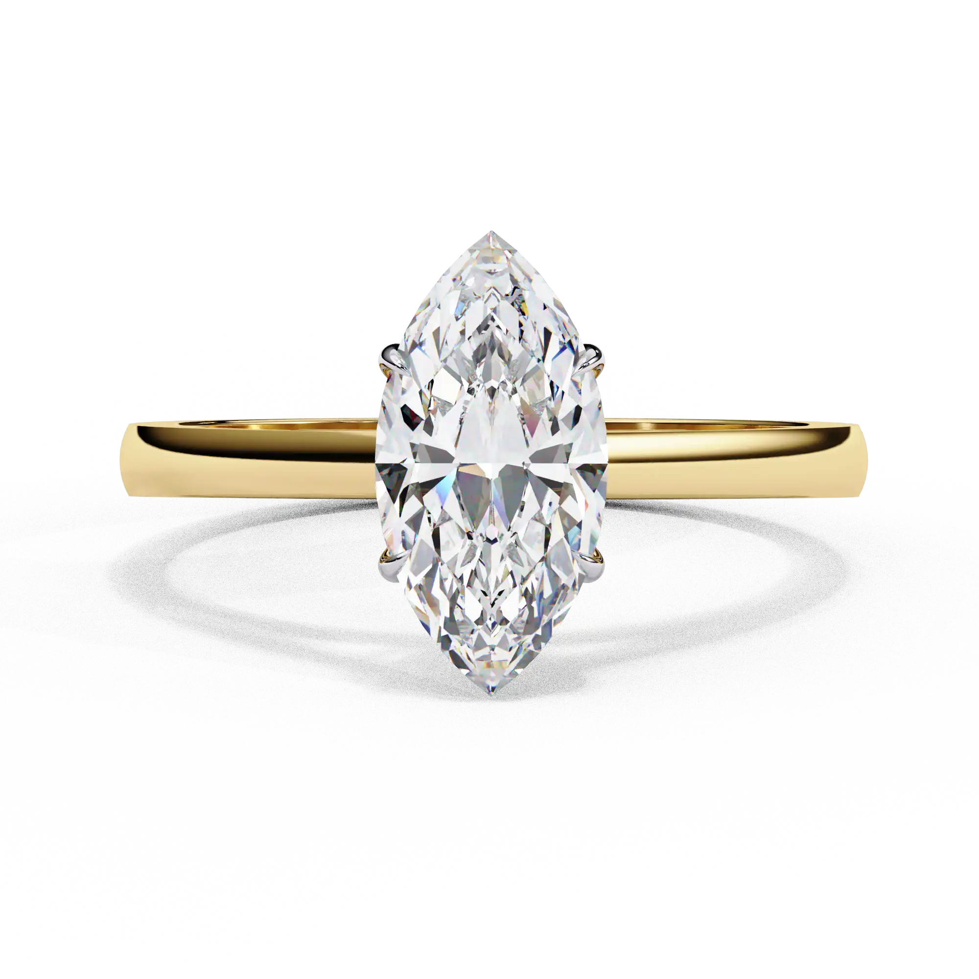 Marquise Solitaire Diamond Solid Gold Engagement Ring - Image 4