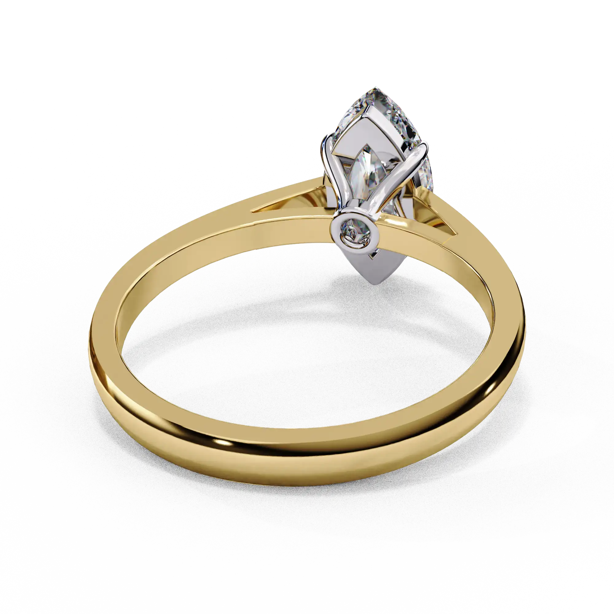 Marquise Solitaire Diamond Solid Gold Engagement Ring - Image 5
