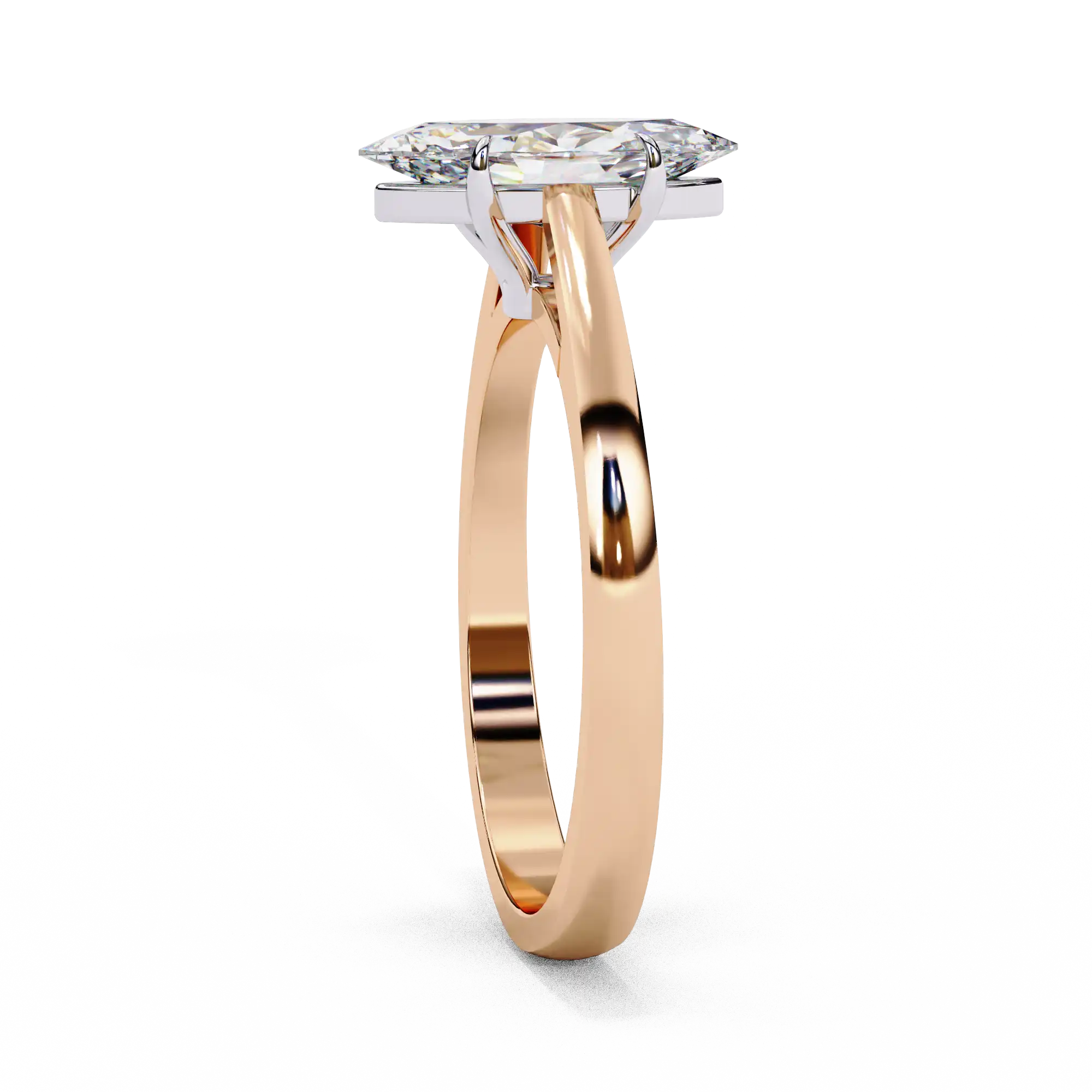 Marquise Solitaire Diamond Solid Gold Engagement Ring - Image 8