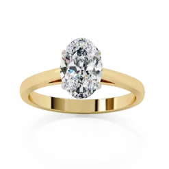 Oval Solitaire Diamond Solid Gold Engagement Ring