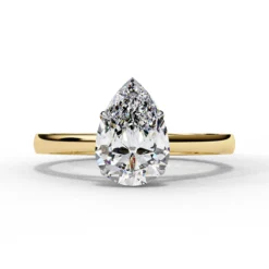 Pear Solitaire Diamond Solid Gold Engagement Ring