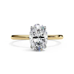 Oval Solitaire 0.05 Carat Diamond Solid Gold Engagement Ring