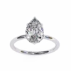 Pear Hidden Halo 0.09 Carat Diamond Solid Gold Engagement Ring