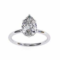 Pear Hidden Halo 0.09 Carat Diamond Solid Gold Engagement Ring
