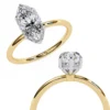 Marquise Hidden Halo 0.13 Carat Diamond Solid Gold Engagement Ring