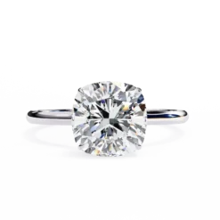 Cushion Hidden Halo 0.07 Carat Diamond Solid Gold Engagement Ring