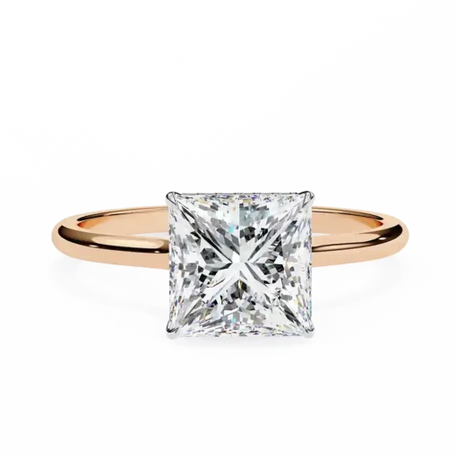 Round Hidden Halo 0.07 Carat Diamond Solid Gold Engagement Ring - Image 9